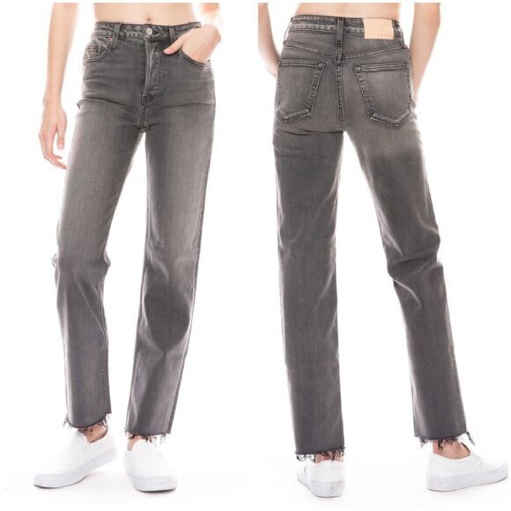 Trave Blake Touch of Gray Straight Leg Raw Hem Jeans Size 27